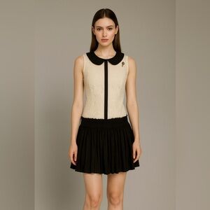 NWT Fracomina Women's Dress Beige Black Size M 40’s Retro Pinup Cocktail Mob